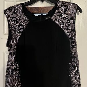 R&M Richards Sequined Full Length Black Dress